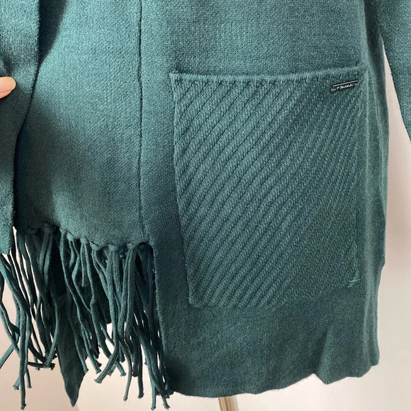 Magaschoni Fringe Open Front Cardigan in Emerald Green size small - Picture 3 of 13